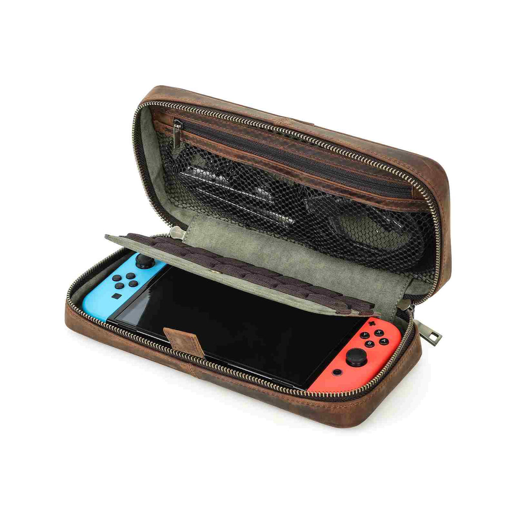 Handmade Crazy Horse leather case for original Nintendo Switch