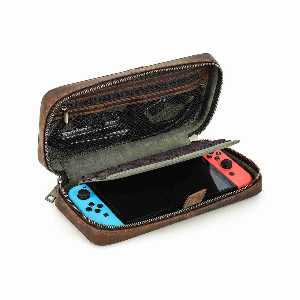 Handmade Crazy Horse leather case for original Nintendo Switch