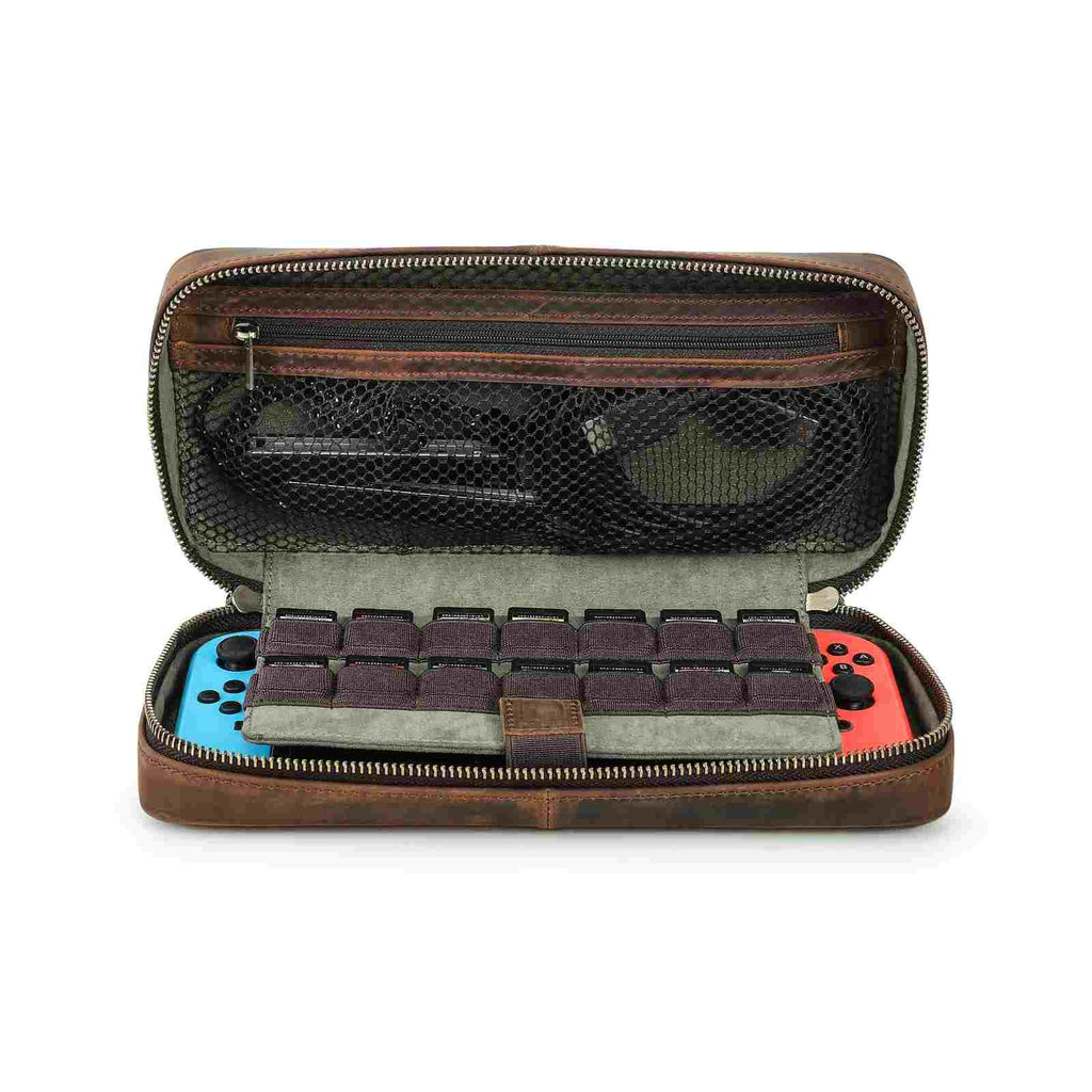 Handmade Crazy Horse leather case for original Nintendo Switch
