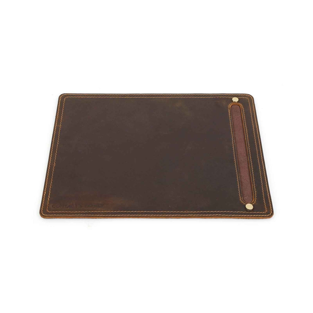 Handmade Full-Grain Leather Desk Mat with Pen Holder