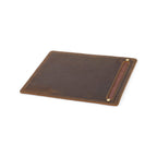 Handmade full-grain leather desk mat with pen holder