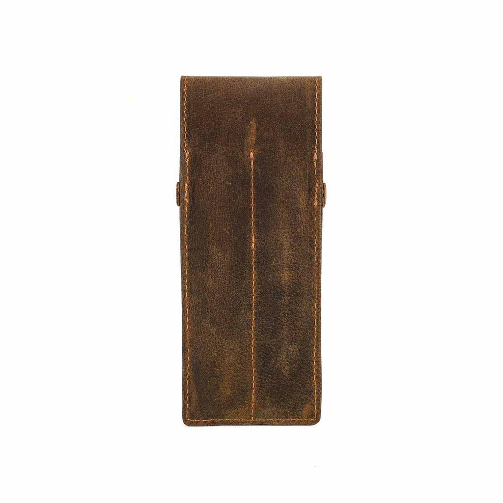 Handmade crazy horse leather pen pouch — 2 Slots