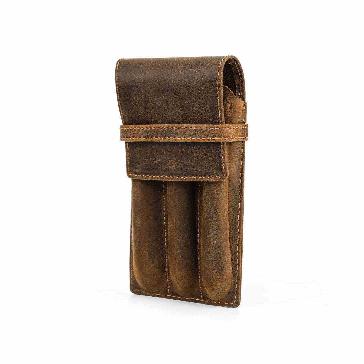 Handmade crazy horse leather pen pouch — 3 Slots