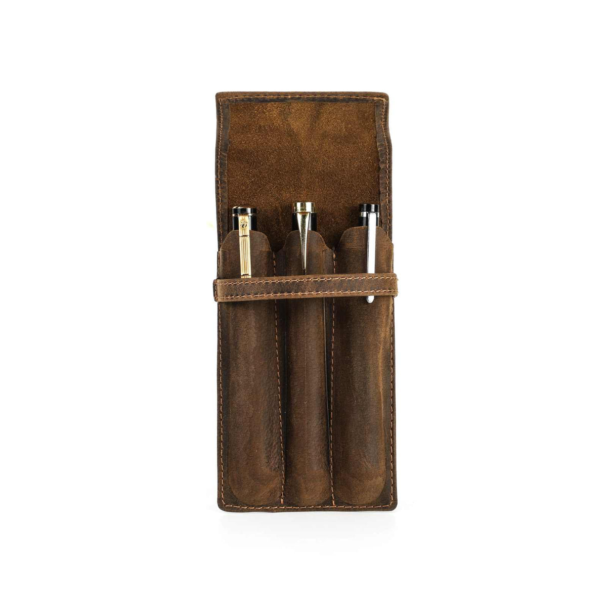 Handmade crazy horse leather pen pouch — 3 Slots