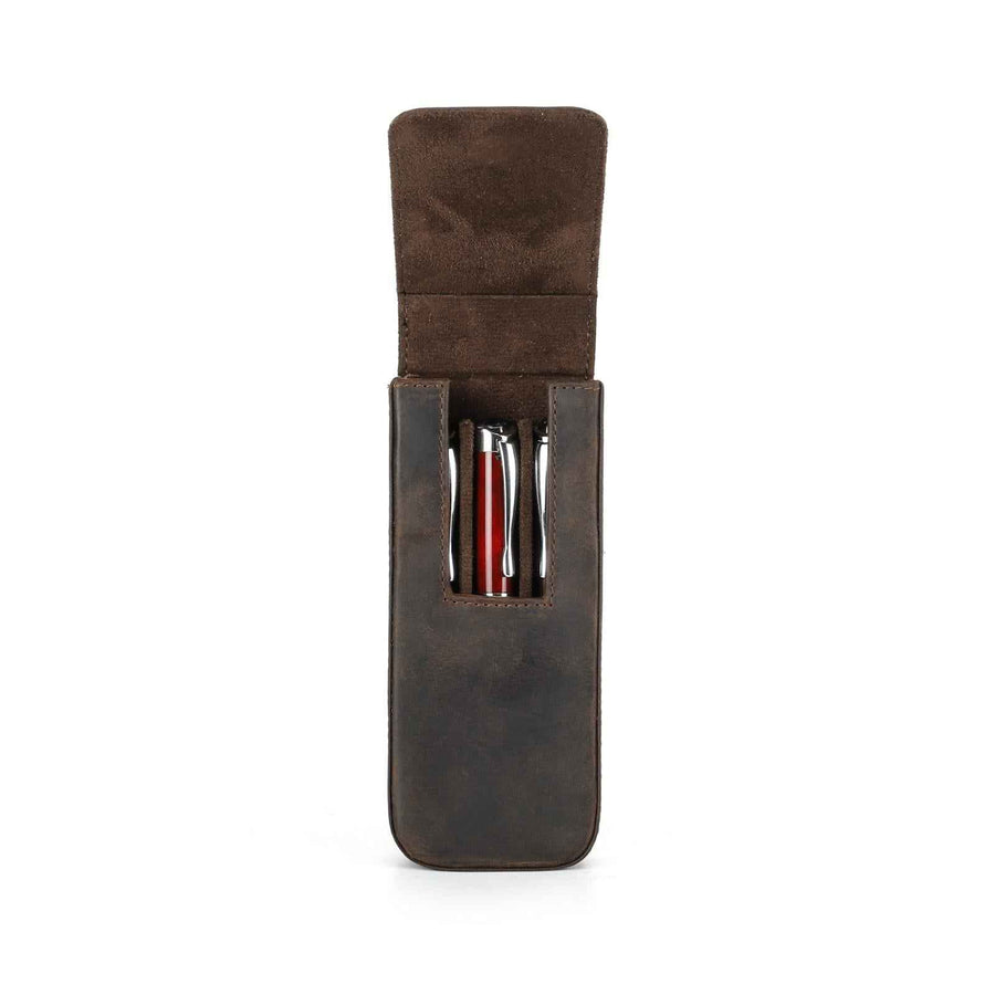 Handmade Crazy Horse Leather 3 / 6 / 12 Slots Hard Pen Case