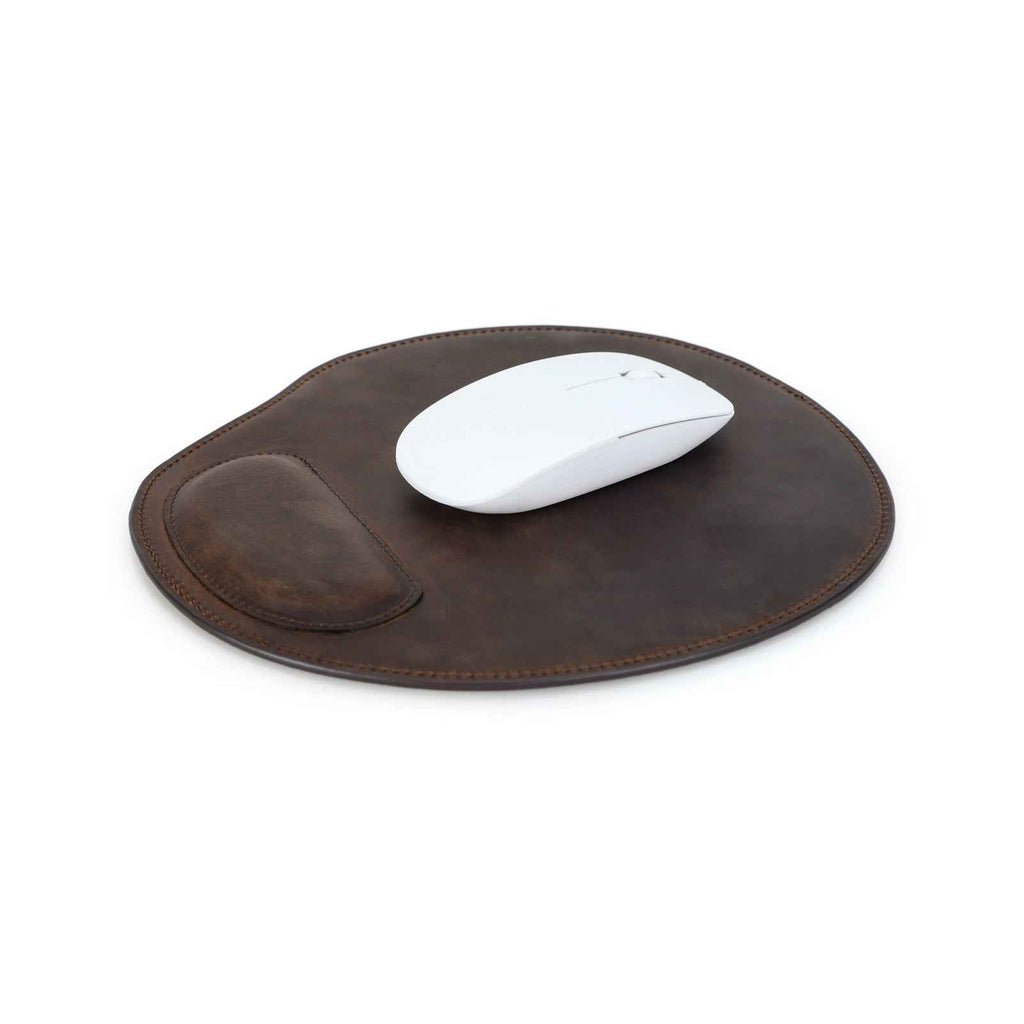 Handmade Full-Grain Leather Mouse Pad with Wrist Rest