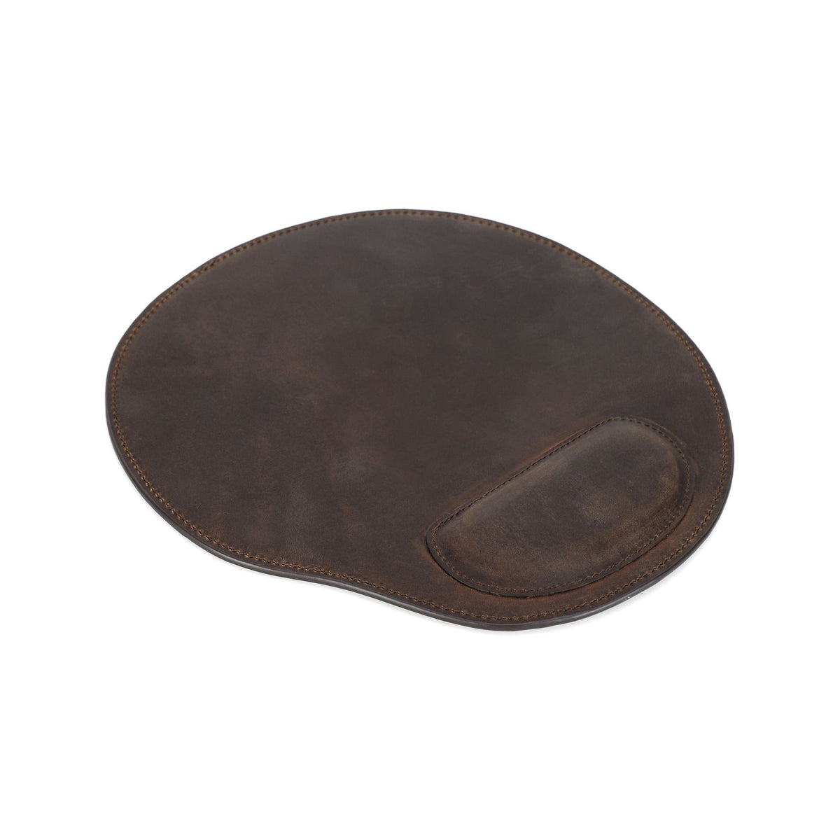 Handmade full-grain leather mouse pad with wrist rest