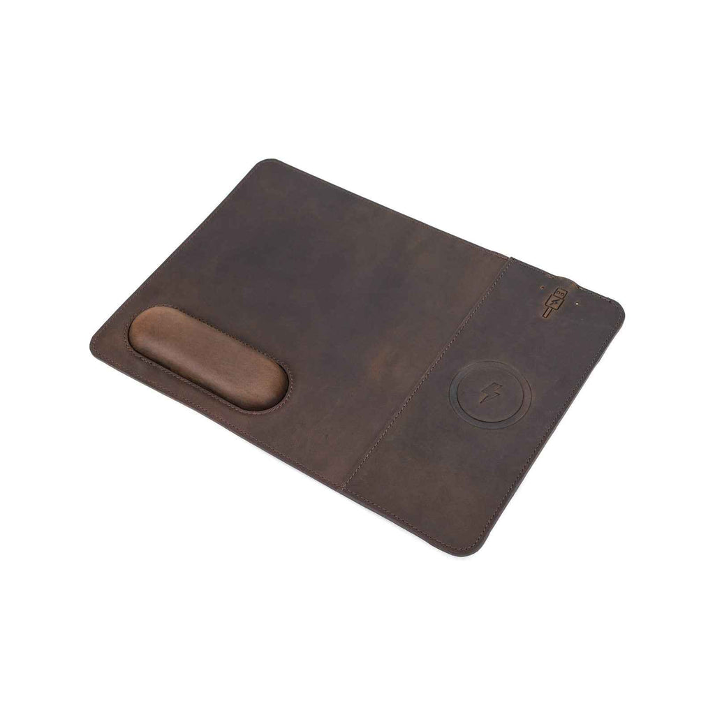 Handmade Full-Grain Leather Wireless Charging Mouse Pad