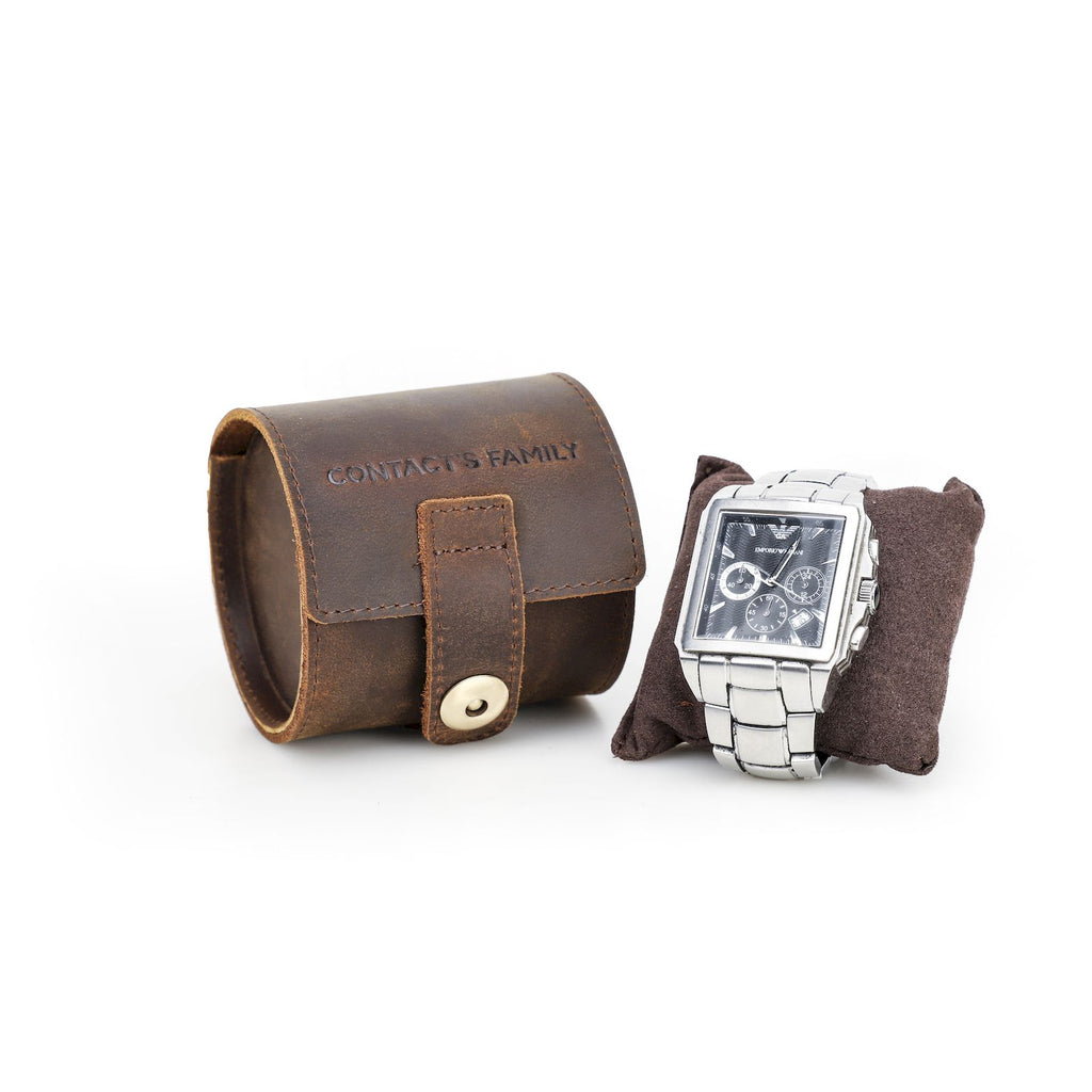 Handmade Full-Grain Leather Single-Watch Roll