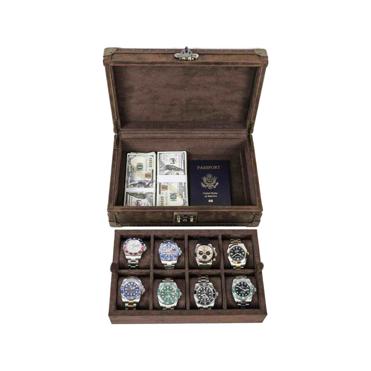 CONTACTS FAMILY 8 Watches handmade full-grain leather watch display case - view 11