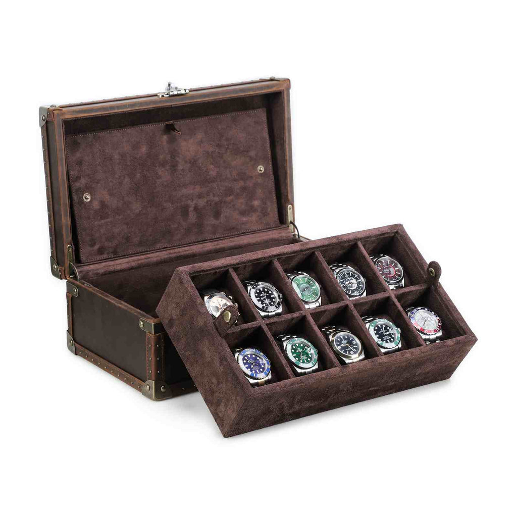 CONTACTS FAMILY 10 Watches handmade full-grain leather watch display case - view 8