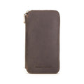 Handmade Full-Grain Leather 2-Watch Zipper Travel Case in Coffee - view 1
