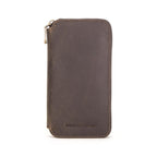 Handmade Full-Grain Leather 2-Watch Zipper Travel Case in Coffee - view 1