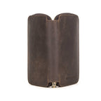 Handmade Full-Grain Leather 2-Watch Zipper Travel Case in Coffee - view 6