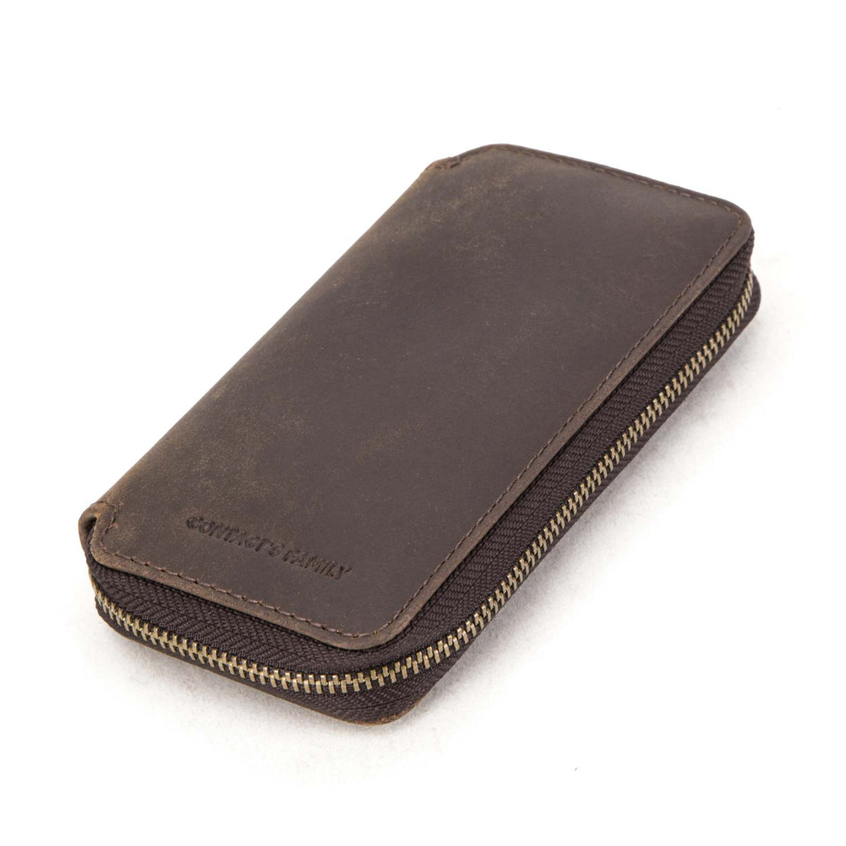 Handmade Full-Grain Leather 2-Watch Zipper Travel Case in Coffee - view 7