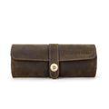 Handmade Full-Grain Leather 3-Watch Mini Travel Case in Coffee - view 1