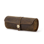 Handmade Full-Grain Leather 3-Watch Mini Travel Case in Coffee - view 6