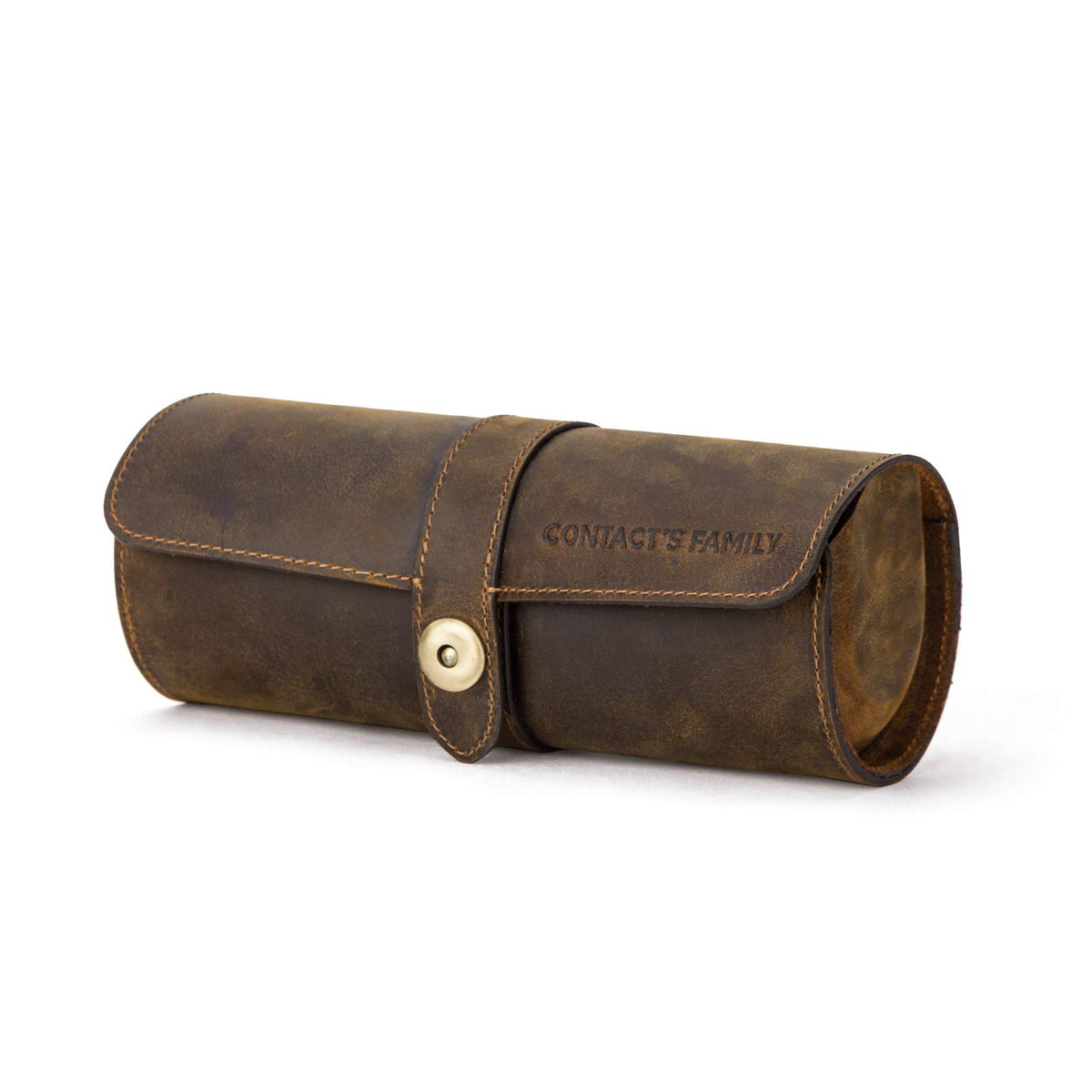 Handmade Full-Grain Leather 3-Watch Mini Travel Case in Coffee - view 6