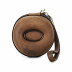 Handmade Full-Grain Leather Single-Watch Donut Travel Case in Coffee - view 1