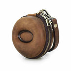 Handmade Full-Grain Leather Single-Watch Donut Travel Case in Coffee - view 3