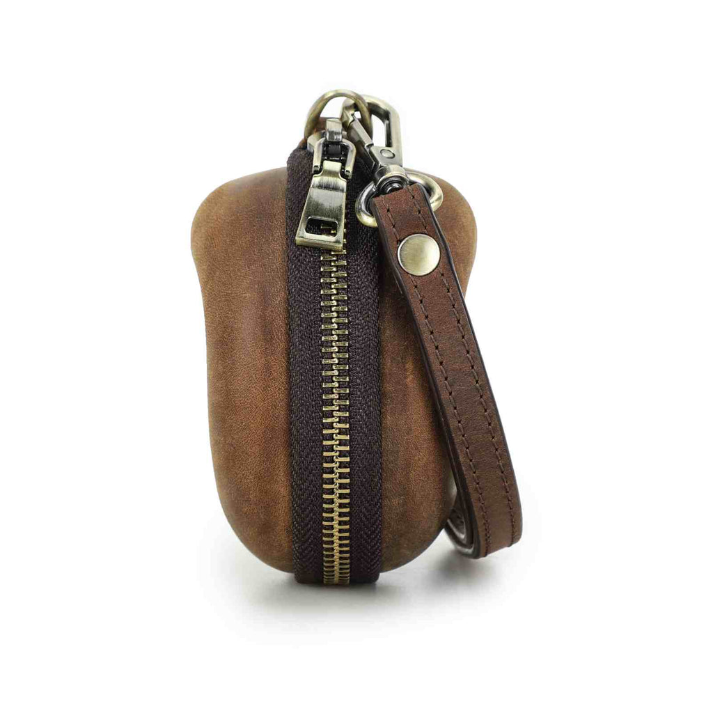 Handmade Full-Grain Leather Single-Watch Donut Travel Case in Coffee - view 4