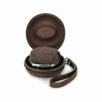 Handmade Full-Grain Leather Single-Watch Donut Travel Case in Coffee - view 5