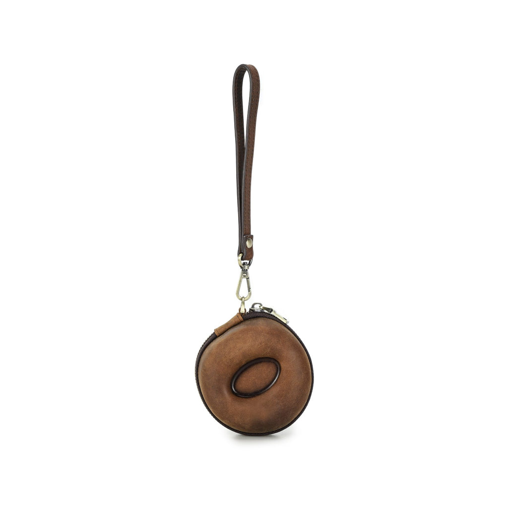 Handmade Full-Grain Leather Single-Watch Donut Travel Case in Coffee - view 8