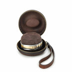 Handmade Full-Grain Leather Single-Watch Donut Travel Case in Red Brown - view 3