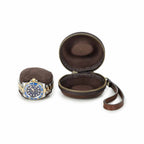 Handmade Full-Grain Leather Single-Watch Donut Travel Case in Red Brown - view 4