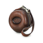 Handmade Full-Grain Leather Single-Watch Donut Travel Case in Red Brown - view 5