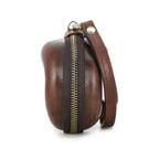 Handmade Full-Grain Leather Single-Watch Donut Travel Case in Red Brown - view 6