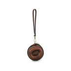 Handmade Full-Grain Leather Single-Watch Donut Travel Case in Red Brown - view 7