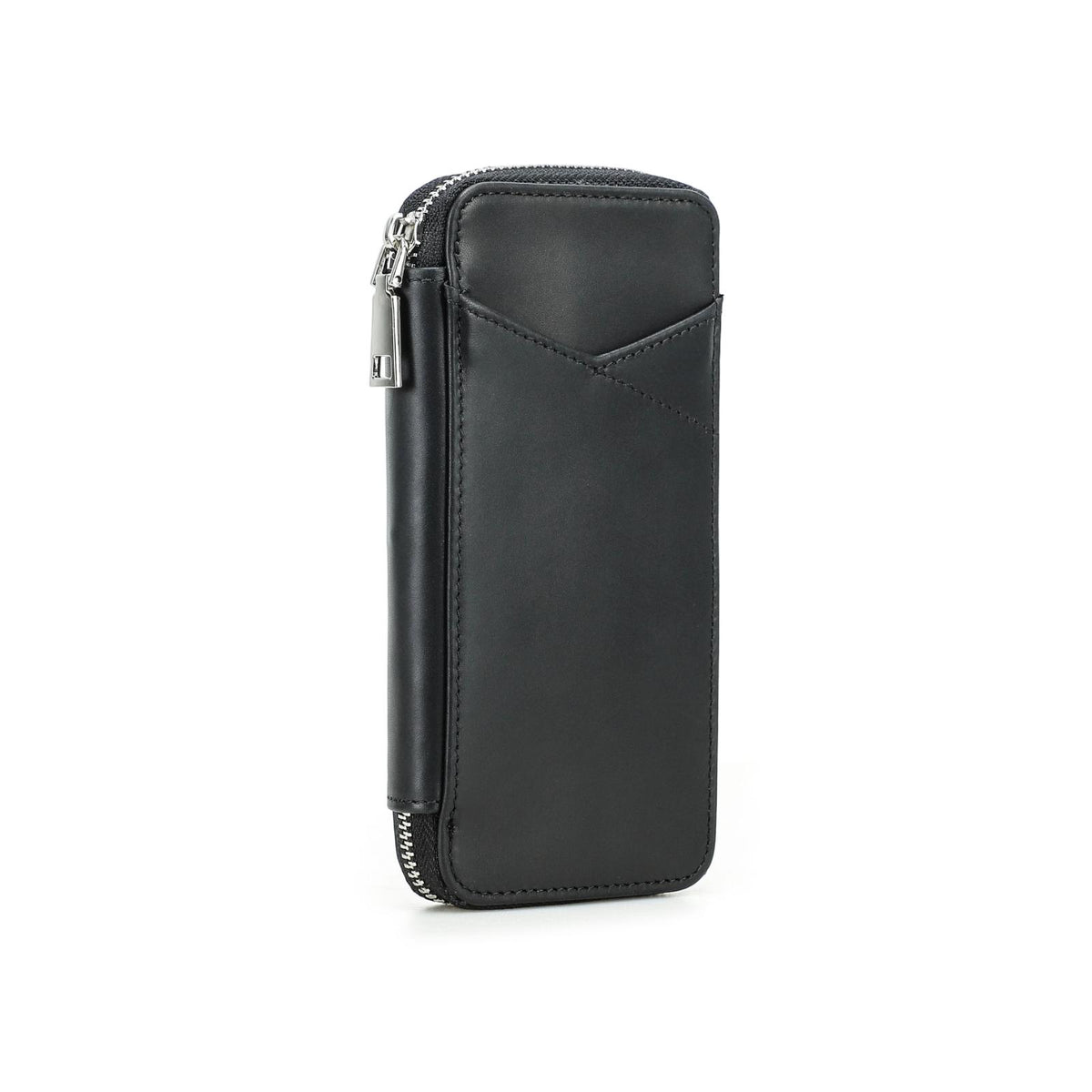 Handmade full-grain leather four-pen organizer in Black