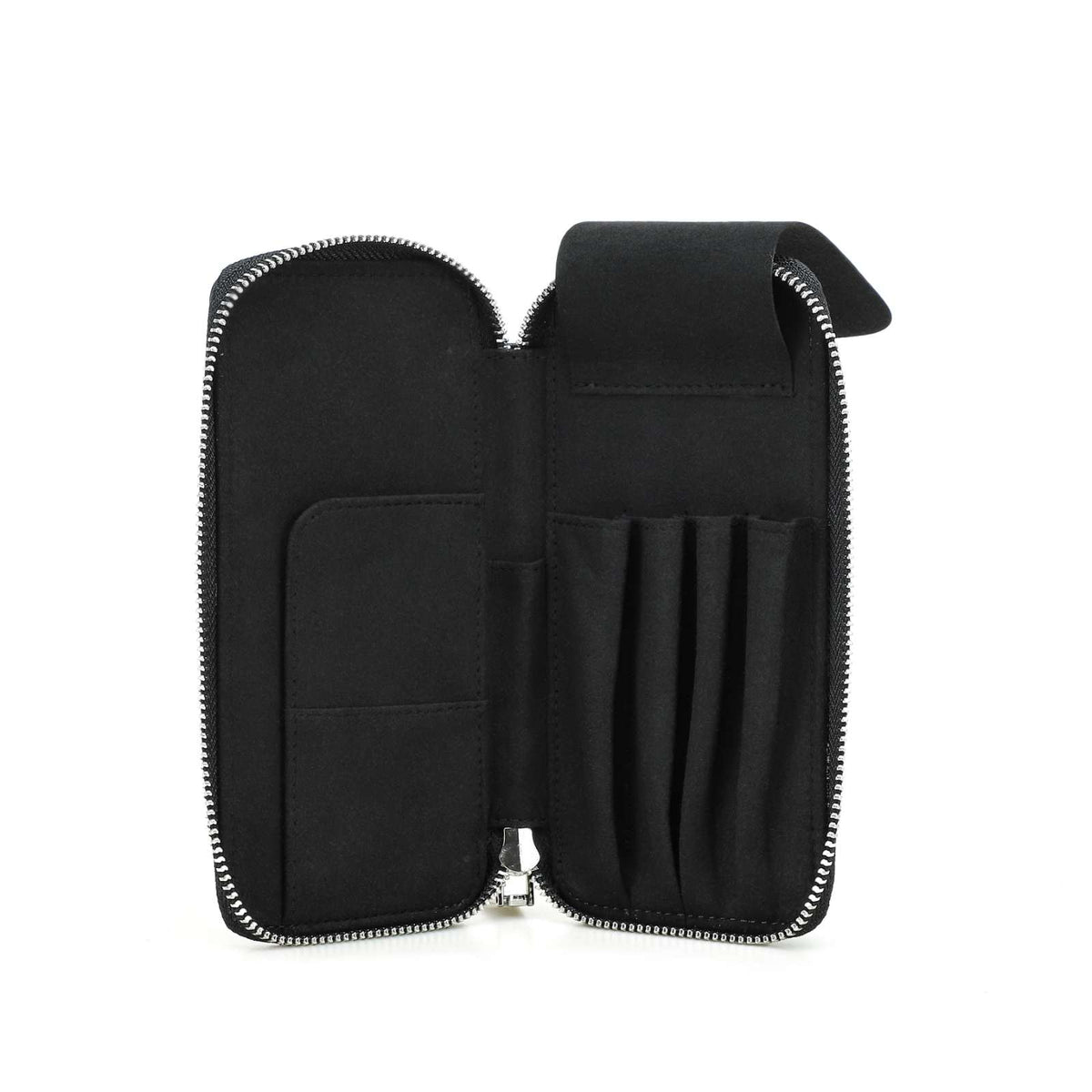 Handmade full-grain leather four-pen organizer in Black