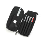 Handmade full-grain leather four-pen organizer in Black