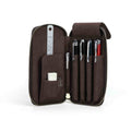 Handmade full-grain leather four-pen organizer in Coffee
