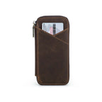 Handmade full-grain leather four-pen organizer in Coffee