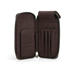 Handmade full-grain leather four-pen organizer in Coffee