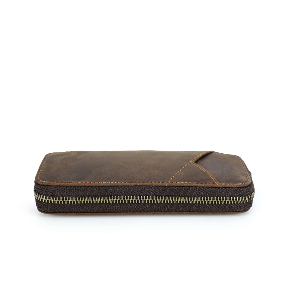 Handmade full-grain leather four-pen organizer in Coffee