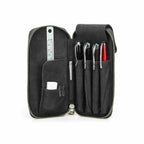 Handmade full-grain leather four-pen organizer in Gray