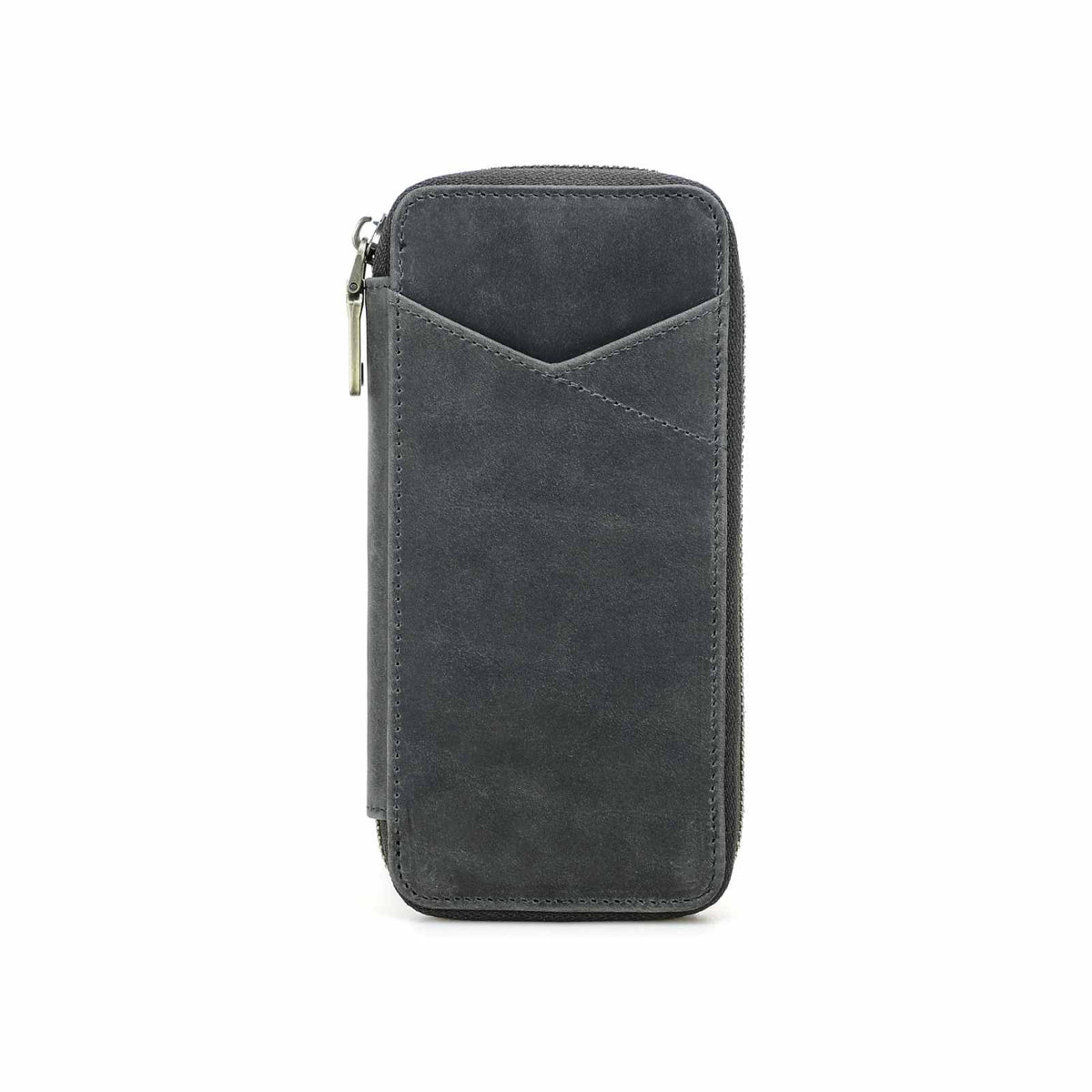 Handmade full-grain leather four-pen organizer in Gray