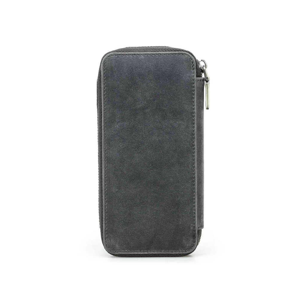 Handmade full-grain leather four-pen organizer in Gray