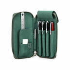 Handmade full-grain leather four-pen organizer in Green