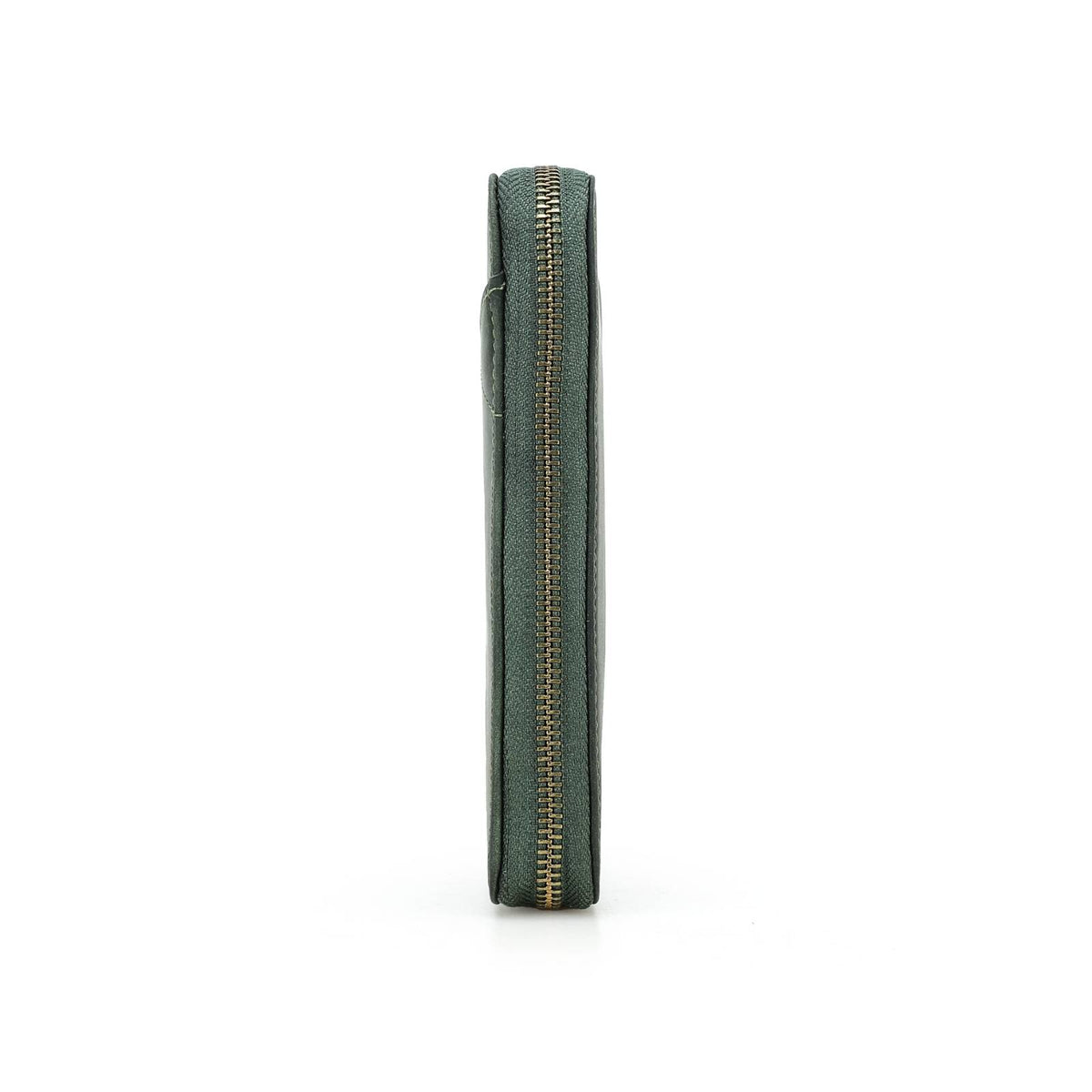 Handmade full-grain leather four-pen organizer in Green