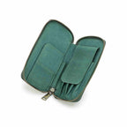Handmade full-grain leather four-pen organizer in Green