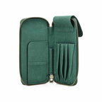 Handmade full-grain leather four-pen organizer in Green