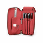 Handmade full-grain leather four-pen organizer in Red
