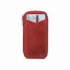 Handmade full-grain leather four-pen organizer in Red