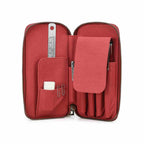 Handmade full-grain leather four-pen organizer in Red