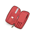 Handmade full-grain leather four-pen organizer in Red